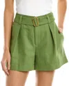 VINCE VINCE BELTED LINEN-BLEND TWILL SHORT