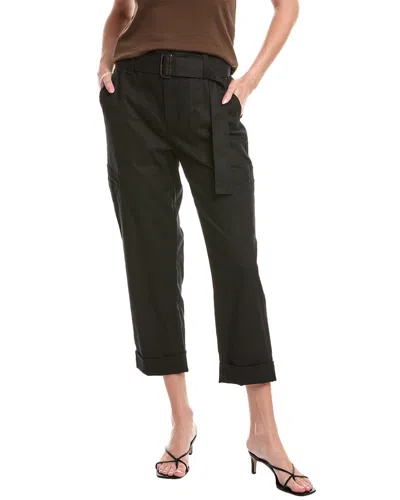 Vince Belted Linen-blend Pant In Black