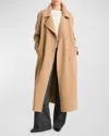 Vince Double Breasted Wool Blend Belted Coat In Camel