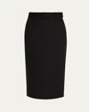 Vince Belted Midi Pencil Skirt In Black