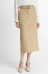 Vince Belted Midi Pencil Skirt In Neutral