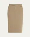 Vince Belted Midi Pencil Skirt In Oak Moss