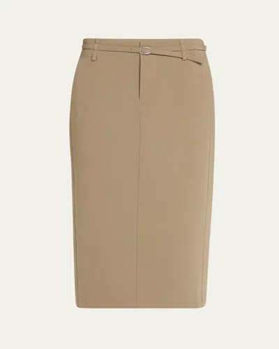 Vince Belted Midi Pencil Skirt In Oak Moss