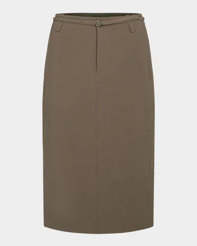 Vince Belted Midi Pencil Skirt In Oak Moss