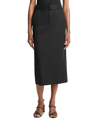 Vince Belted Midi Pencil Skirt In Black