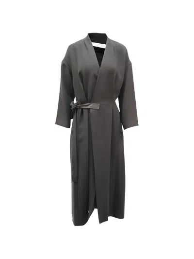 Pre-owned Vince Belted Midi Wrap Dress In Black