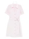 Vince Cuffed Belted Shirtdress In Pink