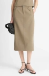 Vince Belted Midi Pencil Skirt In Oak Moss