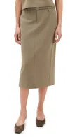 Vince Belted Midi Pencil Skirt In Oak Moss