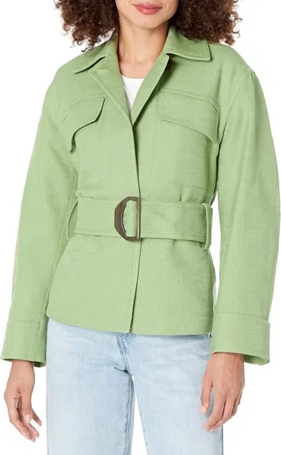 Vince Belted Sahariene Long Sleeve Jacket In Pistachio In Green