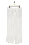 Vince Belted Stripe Wide Leg Pants In Off White