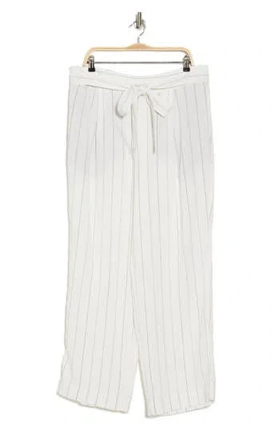 Vince Belted Stripe Wide Leg Pants In Off White