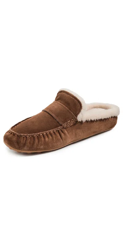Vince Berkley Shearling Driver Flats Elmwood In Brown