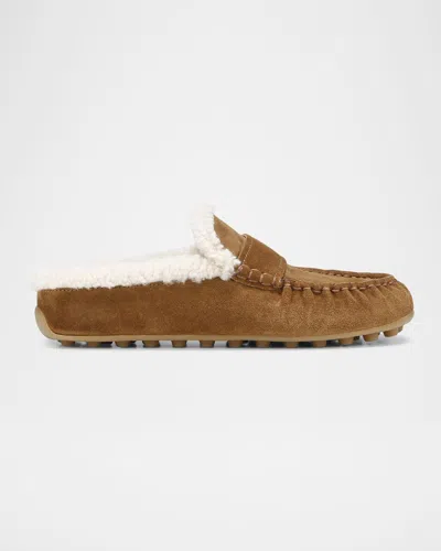 Vince Berkley Shearling-lined Suede Driver Mules