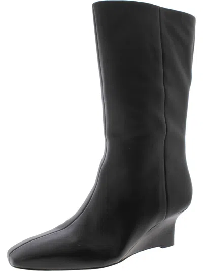 Vince Beverly Womens Suede Pull On Mid-calf Boots In Black