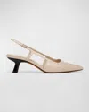 Vince Bianca Croco Kitten Slingback Pumps In Birch Sand