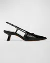 Vince Bianca Croco Kitten Slingback Pumps In Black