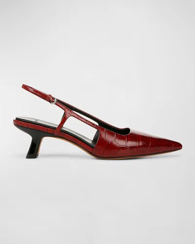 VINCE BIANCA CROCO KITTEN SLINGBACK PUMPS