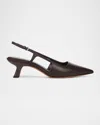 Vince Bianca Leather Kitten Slingback Pumps