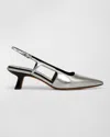 Vince Bianca Metallic Kitten Slingback Pumps In Silver