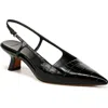Vince Mesh Leather Kitten Slingback Pumps In Black