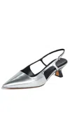 Vince Bianca Metallic Kitten Slingback Pumps In Silver