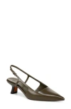 Vince Bianca Leather Kitten Slingback Pumps