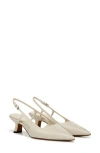 Vince Bianca Leather Kitten Slingback Pumps In Moonlight