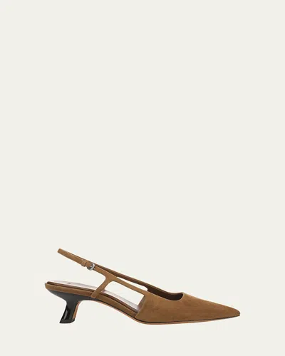 Vince Bianca Suede Slingback Pumps In Brown