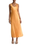 Vince Bias Cut Satin Slipdress In Dark Marigold