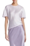 Vince Bias Silk Satin T-shirt In Sweet Pea
