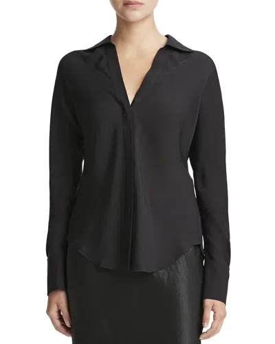 Vince Bias Dolman Sleeve Silk Shirt In Black