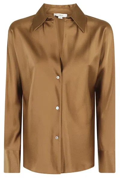 Vince Bias L/s Blouse In Brown