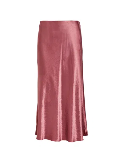Vince Bias Satin-finish Slip Midi Skirt In Pink