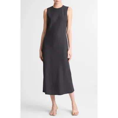 Vince Bias Shell Midi Dress In Black