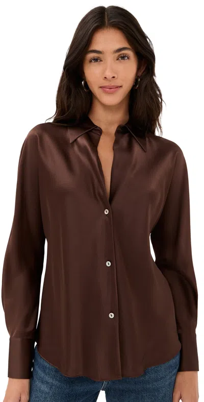 Vince Bias Silk Blouse Espresso In Brown