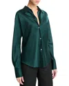 Vince Bias Silk Long-sleeve Blouse In Green