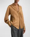 Vince Silk Button-up Shirt In Almond