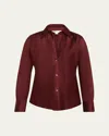Vince Bias Silk Long-sleeve Blouse In Burgundy