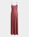 Vince Bias Slip Dress In Peony Wood