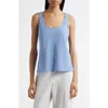 Vince Classic Bias Tank Top In Tidal In Blue