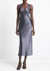 Vince Bias Tank Dress In Night Lake In Silver