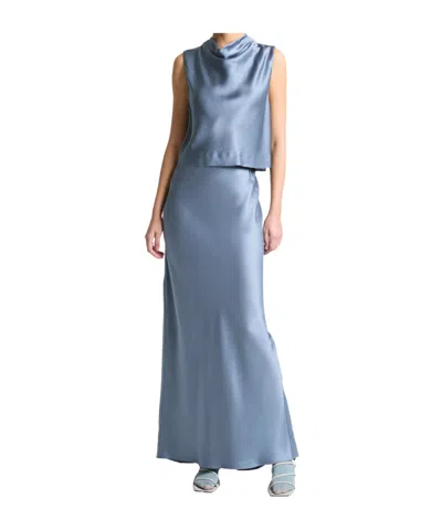 Vince Bias-cut Satin Maxi Skirt In Blue