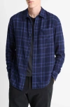 Vince Big Horn Plaid Separate Placket Classic Fit Button Down Shirt In Blue