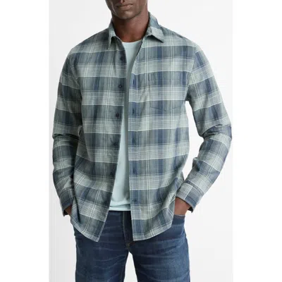 VINCE VINCE BIG SKY GRADIENT CHECK COTTON BUTTON-UP SHIRT