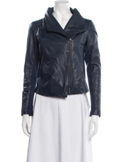Pre-owned Vince Biker Jacket In Blue