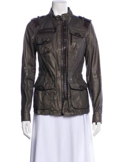 Pre-owned Vince Biker Jacket In Green