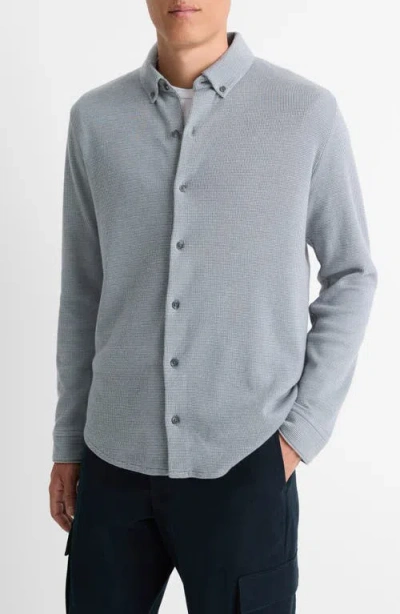 Vince Printed Button Front Shirt In Evening Mist/classic Cream