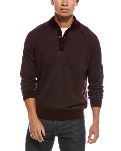 Vince Birdseye Button Wool & Cashmere-blend Mock Neck Sweater In Burgundy