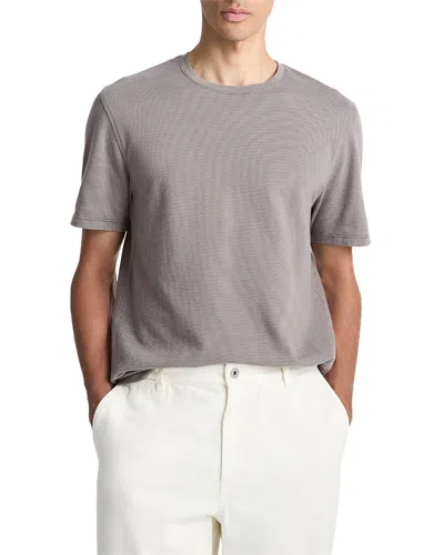 Vince Birdseye Jacquard Short Sleeve Tee In Gray